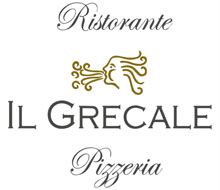 Logo del Ristorante Pizzeria "Il Grecale" con un disegno stilizzato del vento.